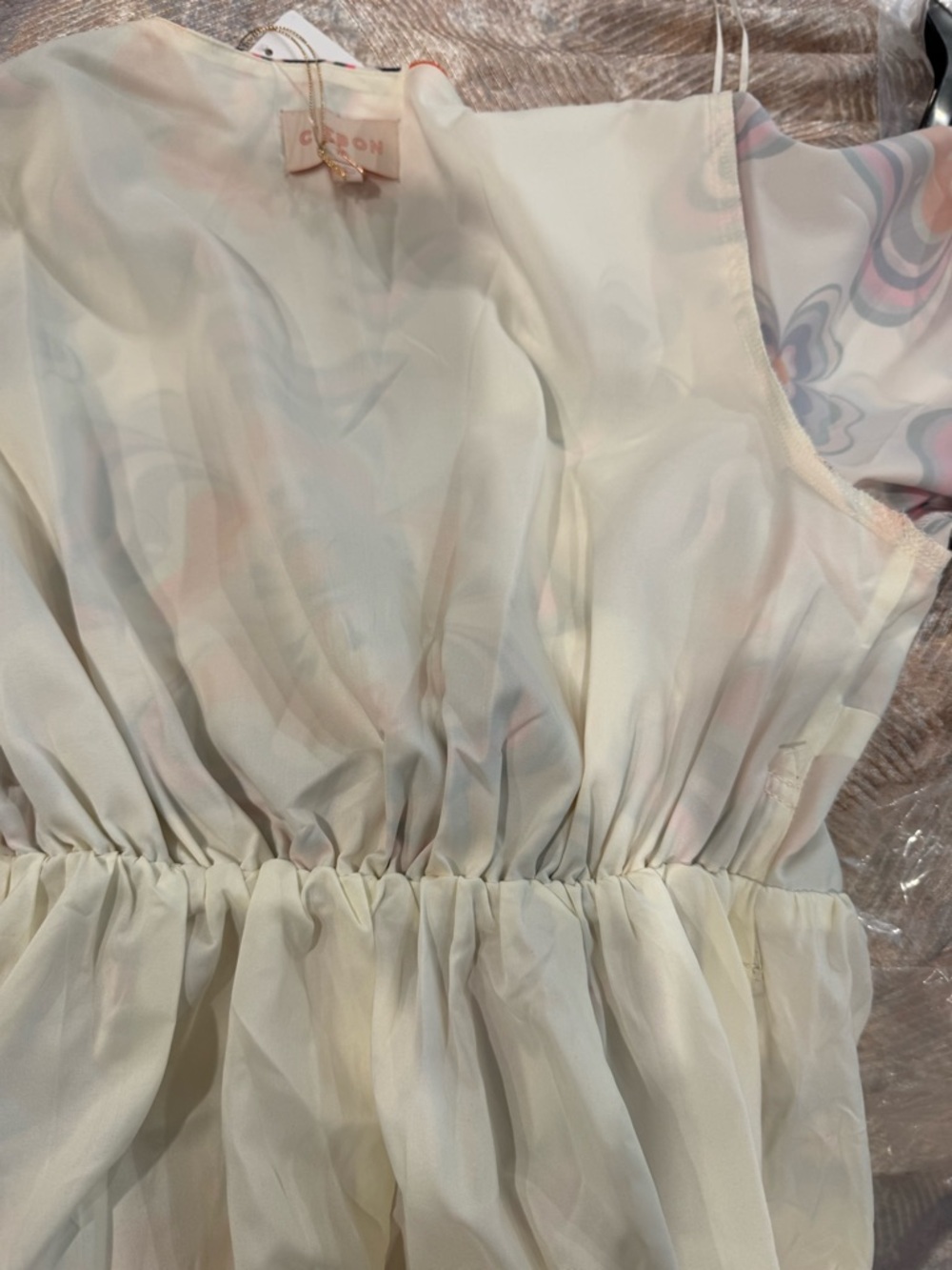 Ciebon Cream Floral Maxi Dress with Orange & Pink Accents - Picture 11 of 14
